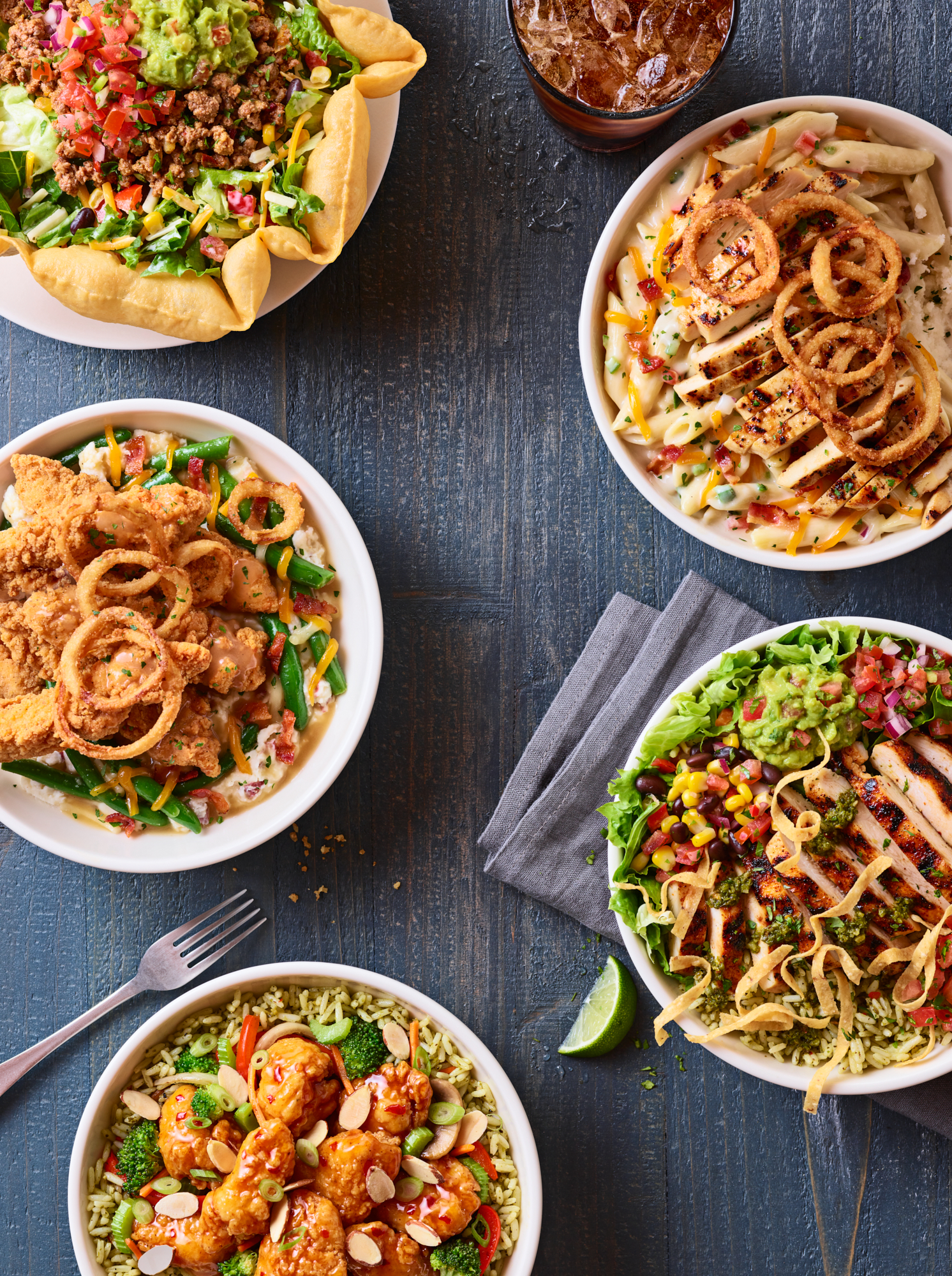 Applebee's delicious food photography of grilled chicken bowls by Los Angeles commercial photographer Vinnie Finn | SternRep