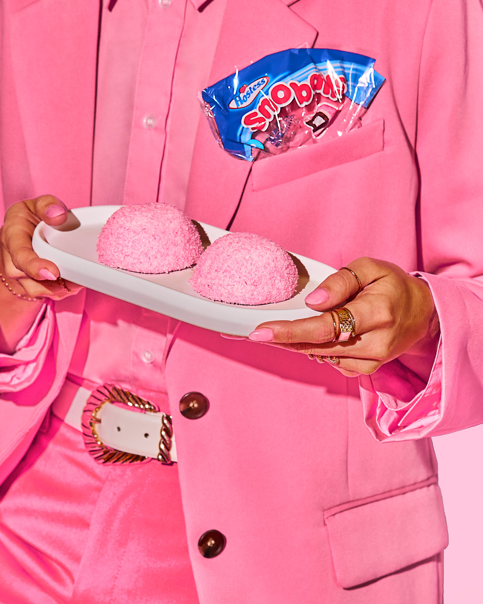 Pink Hostess Snowballs by los angeles food photographer maddie eickhoff